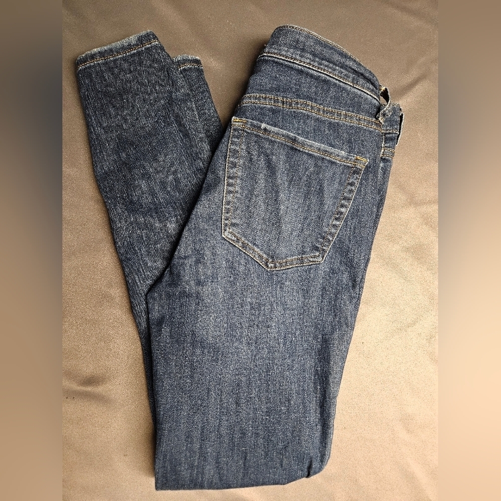 Free People Jeans Women 27 Blue Skinny Denim Ripped Grunge Pants Distressed